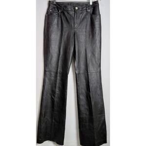 Jeanology Collection Leather Pants Black Solid Flared 100% Leather Women Size 6T